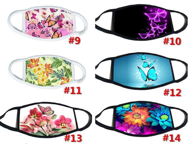 

light 3d butterfly face outdoor print cycling breathable adjustable ear-hanging sport dustproof mouth cover mask 300pspcs t1i2123