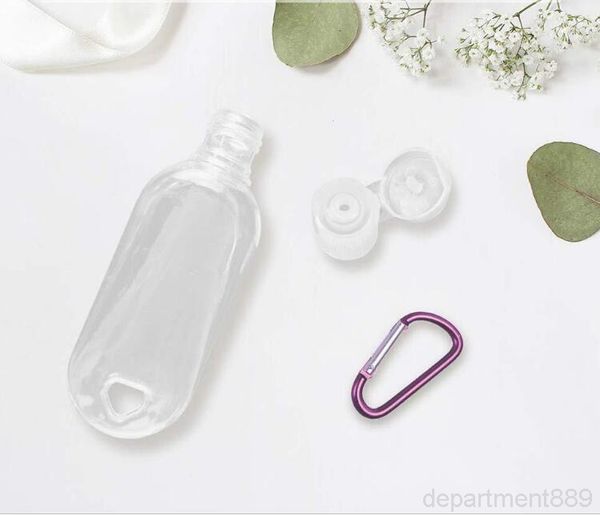 

30ml/50ml/60ml plastic clear keychain hand sanitizer refillable empty bottles portable squeeze containers with flip cap dhb2979