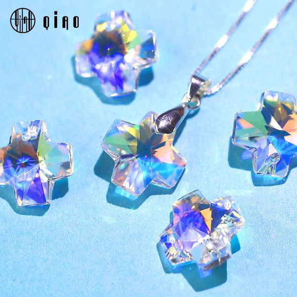 

28pcs/pack 14mm single hole crystal beads crystal ab glass cross beads for jewelry making necklaces earrings diy jllvlr
