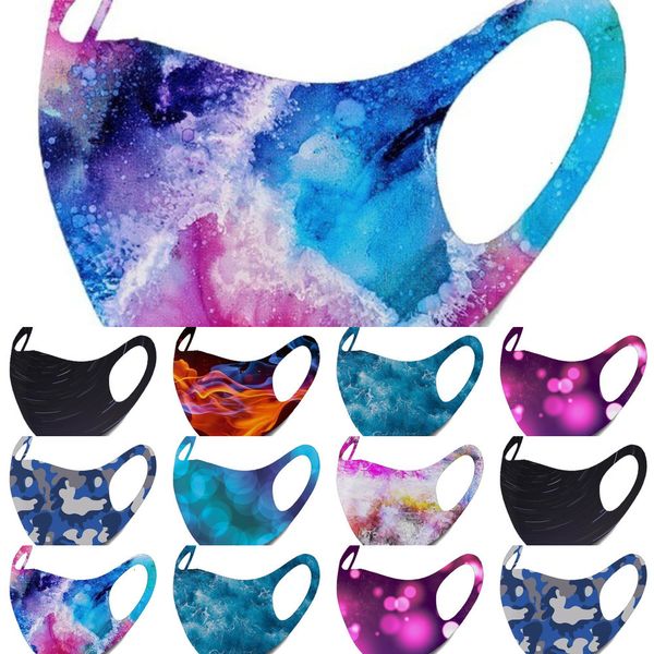 

designer 50pcs face starry sky mask flame camouflage printing ear hanging dust masksprotective7fv6