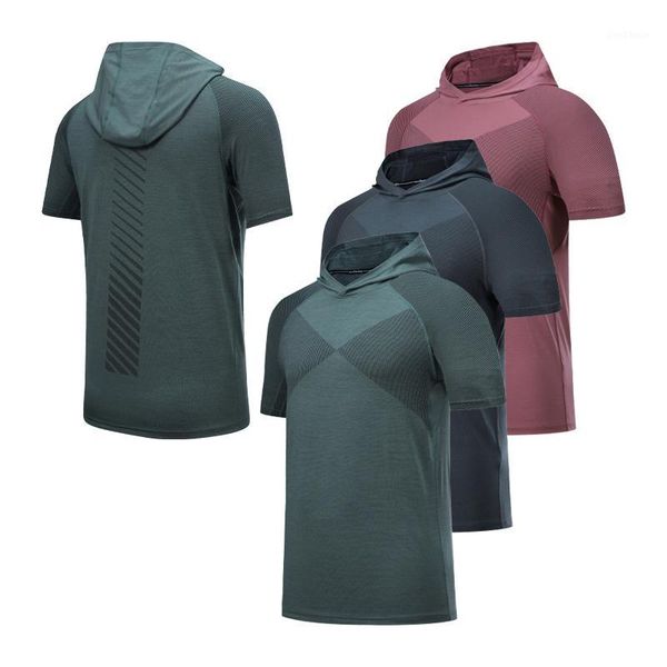 

summer running tshirt men gym short sleeve workout slim large size sports compression print designs mens t jogging clothes1, Black;blue