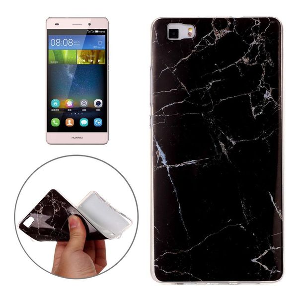 

for huawei p8 lite black marbling pattern soft tpu protective back cover case