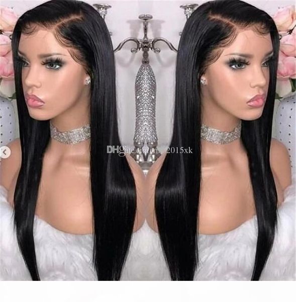 

13x6 lace frontal human hair wigs for black women smooth silk straight glueless full lace wig remy hair on sale, Black;brown
