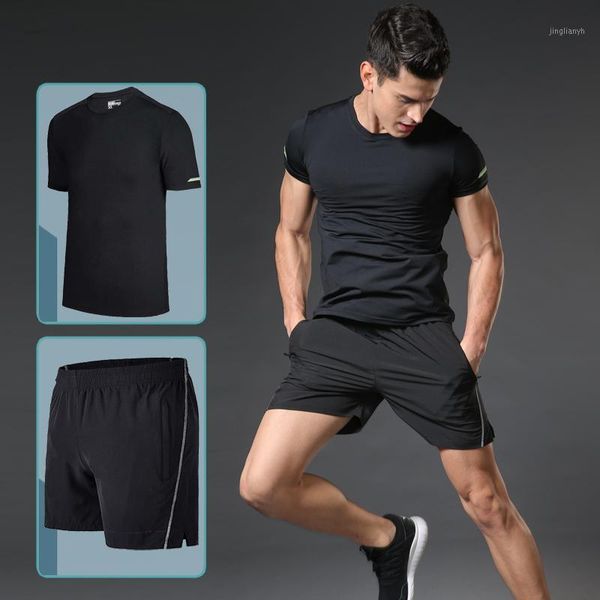

gym clothing summer sports fitness suits can be customized logo men's breathable short-sleeved quick-drying clothes casual running shor, White;black