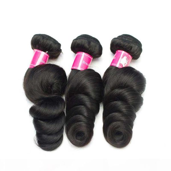 

7a unprocessed brazilian virgin human hair weaves loose wave hair extension 3 bundles lot 12-30inch 1b natural black soft weft hair