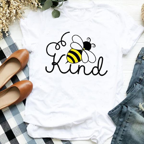 

women lady letter kind summer autumn kawaii clothing print womens clothes shirt t tee for tshirt female graphic t shirt, White