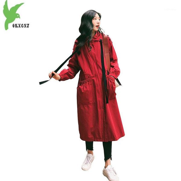 

spring new women's loose windbreaker waist long student tooling trench sweet casual female windbreaker personality fashion coat1, Tan;black