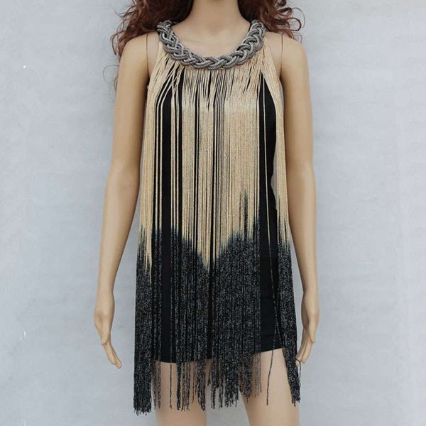 

neck new style chain gradual hanging tassel slim fit buttock sleeveless dress skirt, Black;gray