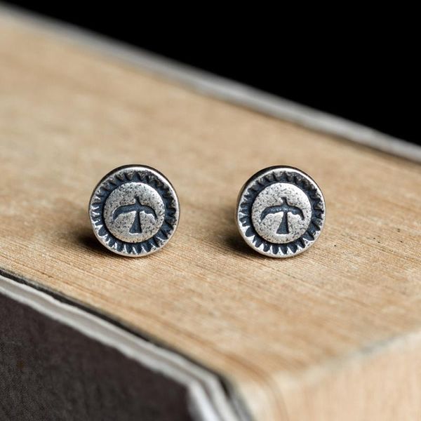 

925 sterling silver round stud earrings women earring trendy party wedding jewelry for girls women jewelry fashion earrings, Golden;silver