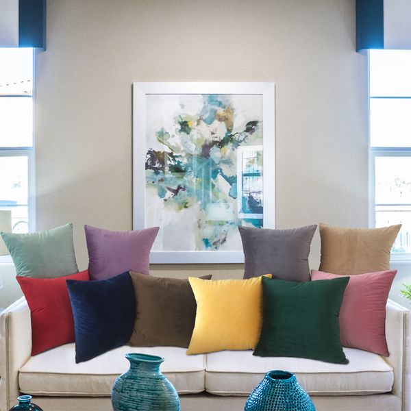 

velvet pure color pillow nap pillow ultra soft sofa cushion for leaning on of children room furnishing articles pillow coat