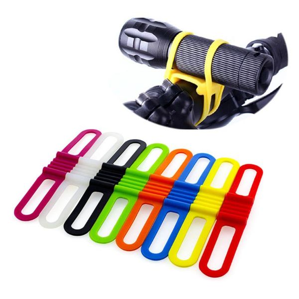 

8 pcs silicone band phone strap tie ribbon high elastic mount holder (14 x 2.2cm)