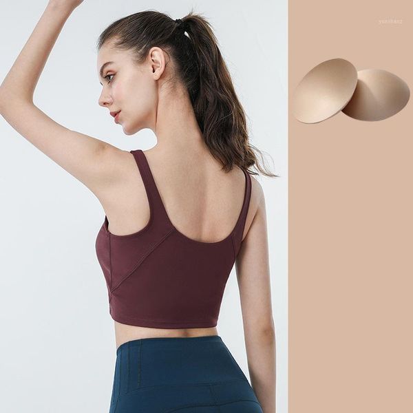 

gym clothing beauty back sports bra push up seamless sport deep u underwear fashion brassiere femme running yoga1, White;black