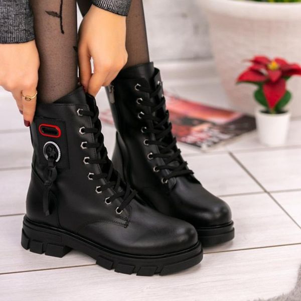 

nico black skin boots. 2021 winter fashion women postal matte color, ortc insole comfortable and casual daily wear zipper and lace-up