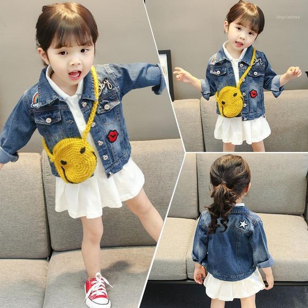 

spring autumn kids casual jacket girls ripped holes jeans coats little boys girls denim outerwear costume1, Blue;gray