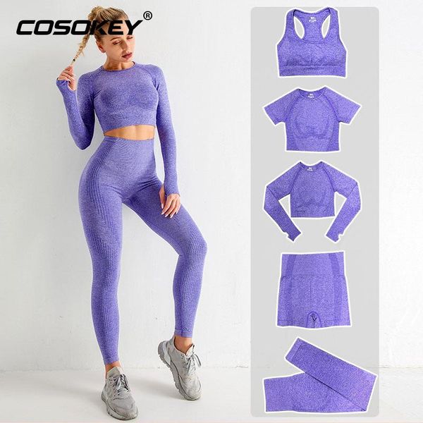 

yoga outfits 2/5pcs seamless women set workout sportswear gym clothing fitness tracksuit running high waist leggings sports suits, White;red