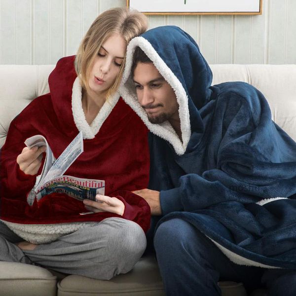 

tv winter coral women woman hoodie fleece hooded plush clothes sweatshirt giant sleeve fur with blanket lleee, Black;white