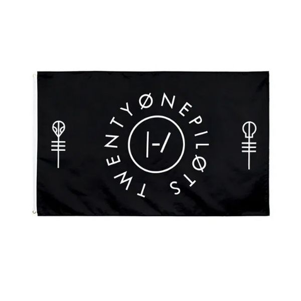 Bandiere Twenty One Pilots Clique nere 3x5ft poliestere 100D all'ingrosso di alta qualità con due occhielli in ottone