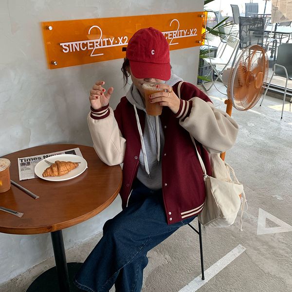 

woman baseball jacket for 2021 autumn winter kpop style clothes streetwear dkxt, Black;brown