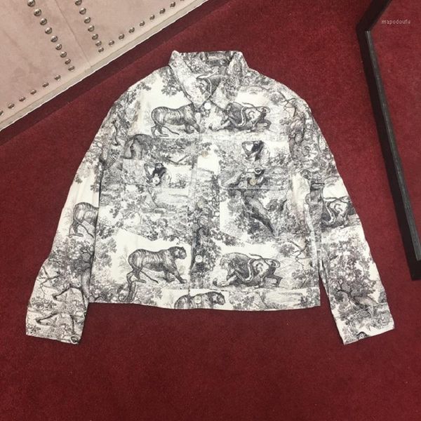 

summer animal print women denim jacket coat single breasted female jeans jacket 2019 fashion1, Black;brown