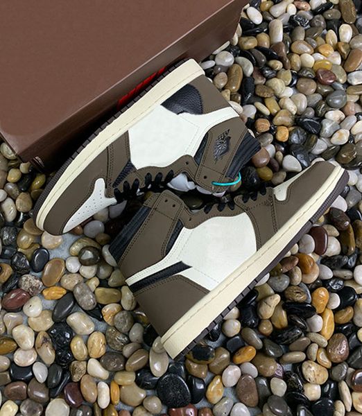 

selling jumpman 1 i high og cactus jack travis scott 1s men women basketball shoes brown ts designer sneakers chaussures mens trainers, White;red