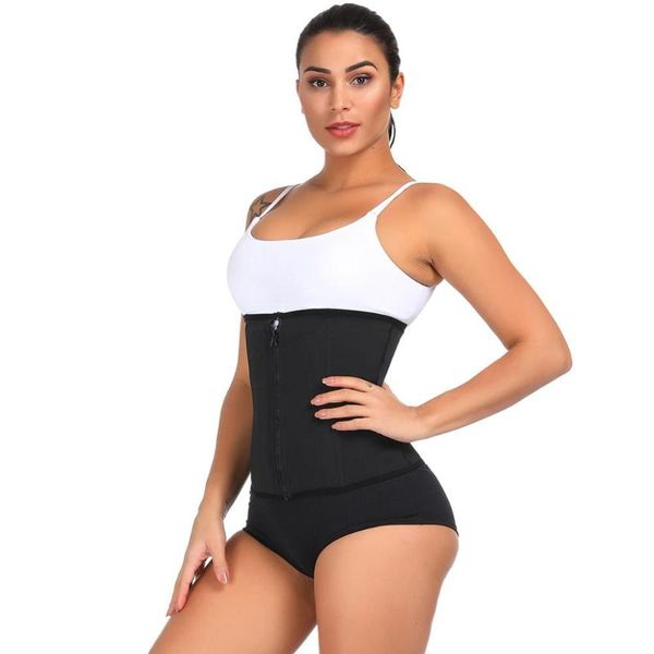 

women's shapers wholesale listing women tummy slimming hooks and zipper waist trainer private label, Black;white