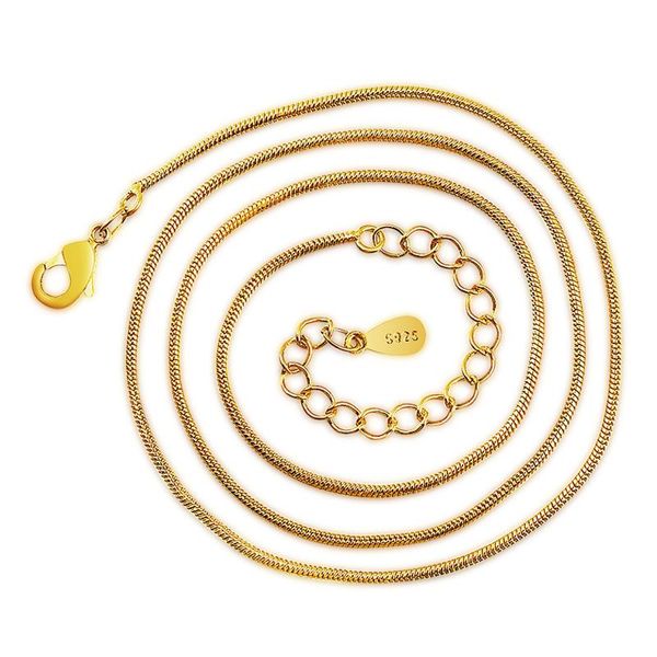 

100% 925 sterling silver fashion 24k yellow gold snake chain ladies necklaces jewelry wholesale drop shipping cheap