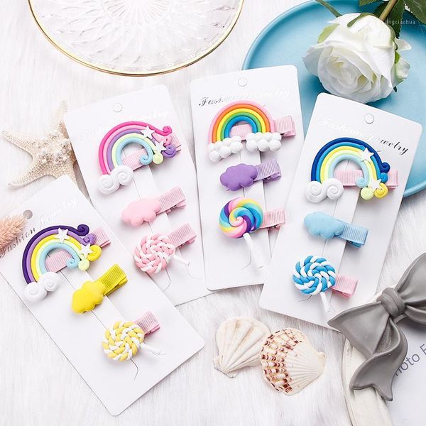 

sweet girl cloud lollipop rainbow hairpins hearwears bb hair clips for children barrettes headband kids fashion hair accessories1, Slivery;white