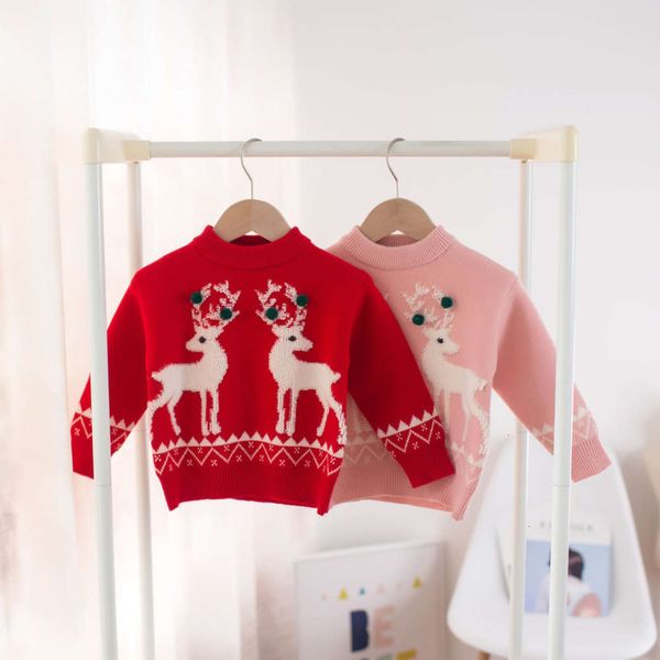 

2020 winter mmtkids sweater girls christmas elk plush thickened children's y458, Blue