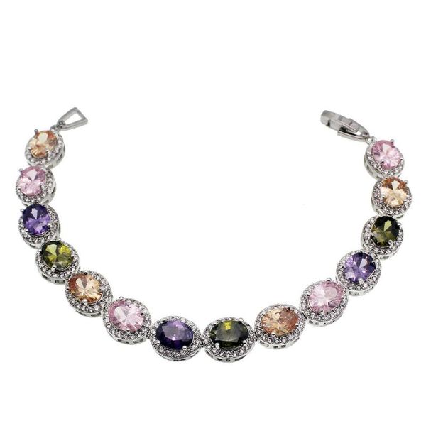 

hermosa jewelry charm multicolor ellipse tennis bracelet silver color bracelets 7 inch, Black