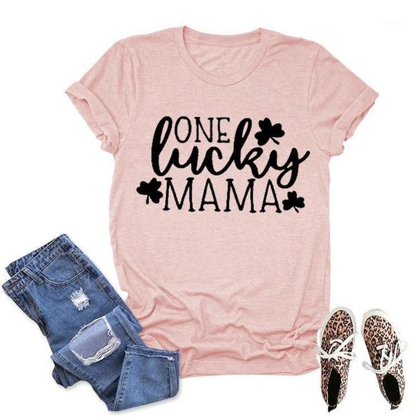 

women's t-shirt woman tshirt one lucky mama st. patrick's day female tee summer short sleeve casual t-shirt1, White