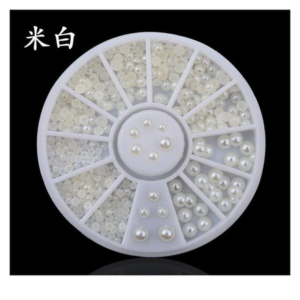 

diy 2mm m wihte semicircle pearl nail glitter nail rhinestones wheel nail art decorations make jllauz, Silver;gold