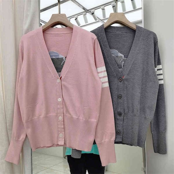 

tb new style schooner v-neck cardigan, White