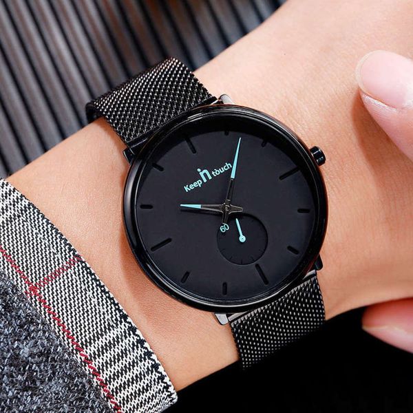 

waterproof fashion men's new watch business pointer stainless steel strap quartz watch, Slivery;brown