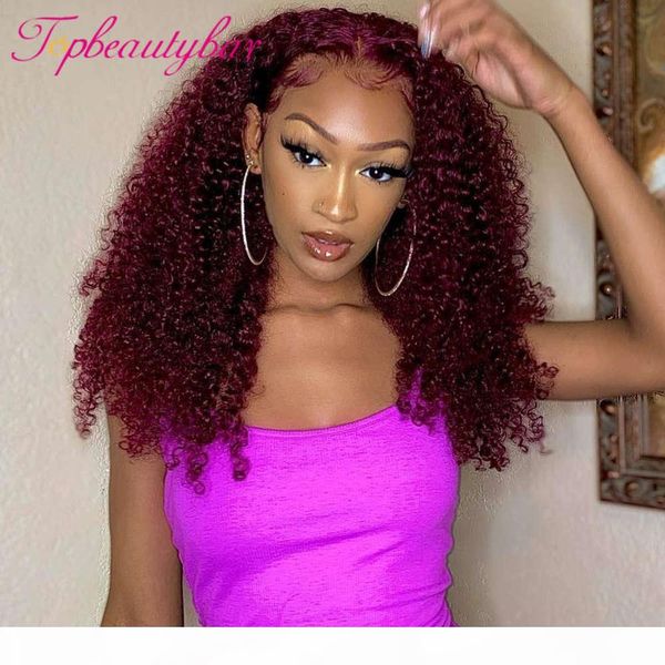 

99j burgundy curly 180% lace front wigs red #99j wig brazilian human hair preplucked, Black;brown