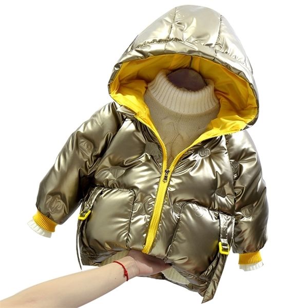 Herbst Winter Jungen Warme Jacke Für Mädchen Ente Daunenjacke Raum Silber Baby Mädchen Jacke Kinder Mit Kapuze Oberbekleidung Infant Mädchen Mantel LJ201007