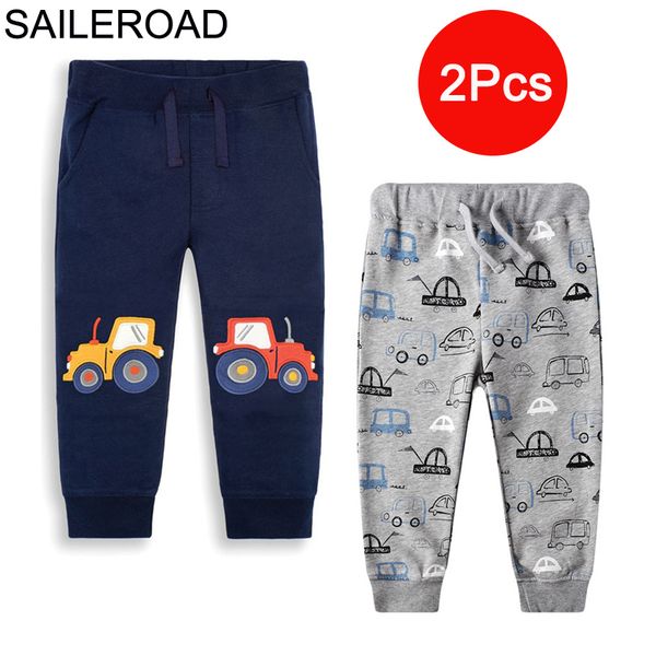 

saileroad 2pcs boys sweatpants cartoon cars children casual pants for kids clothes wholesale cotton infant kids sports trousers lj200813, Blue