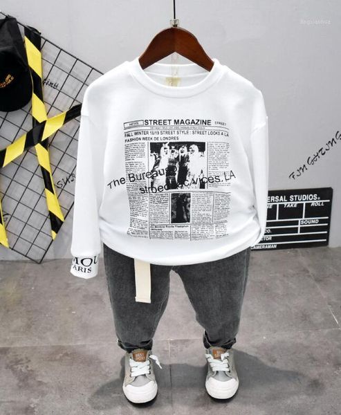 

spring autumn children boys clothes suit baby boys t-shirt + jeans 2pcs/sets toddler active cotton clothing kids tracksuits1, White