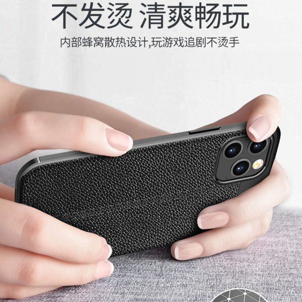 

12mini 12pro mobile phone suitable for solid color litchi pattern creative protective case, anti falling case