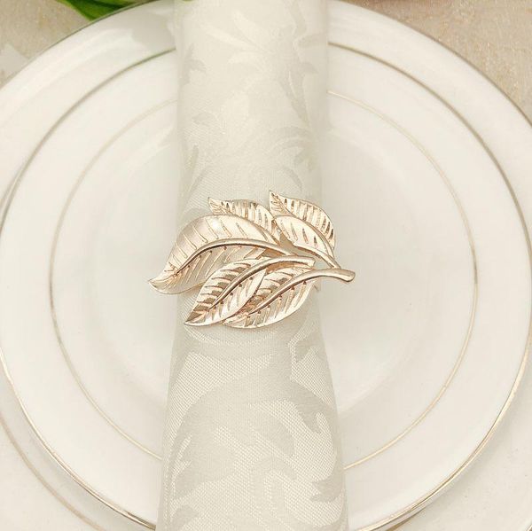 

2pcs/lot shseja exquisite napkin ring holder table decoration gold leaf napkin buckle alloy ring dinner party wedding q bbylnt