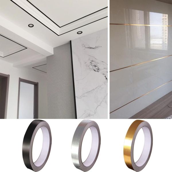 

wall stickers 0.5/1/2*5000cm silver/gold adhesive floor tile strip seam sticker waterproof sealing tape copper foil