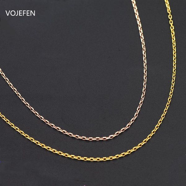 

chains vojefen au750 18k real yellow gold or rose pure chain necklace, jewelry necklace for women girls 2021, Silver