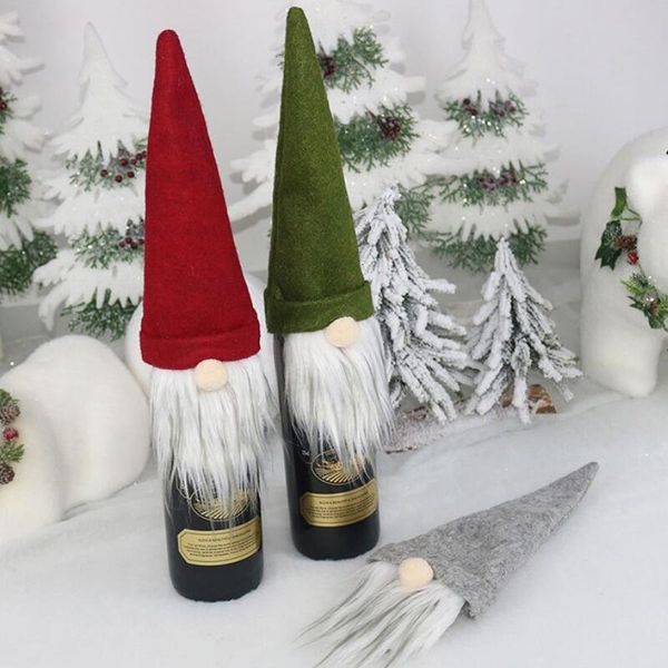 

gift decorations santa claus new glass bottle set christmas champagne decoration wine bag lx3206