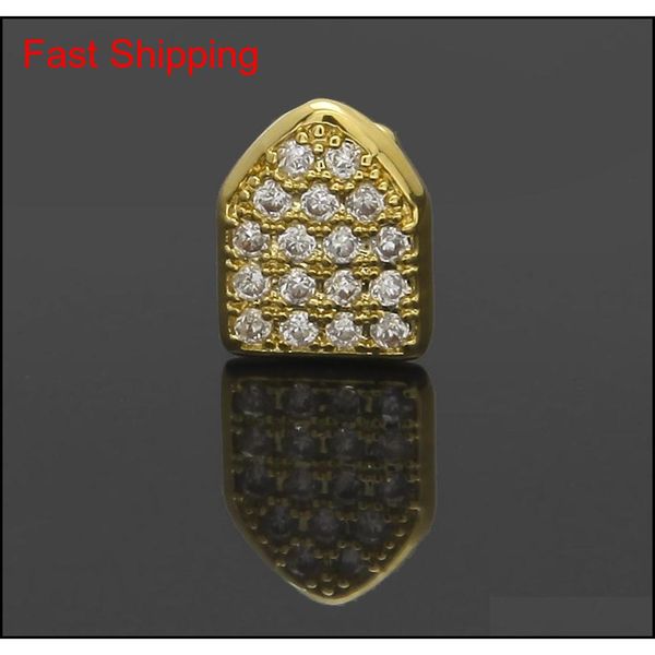 

europe and america fashion hip hop gold braces a single tooth with tiny zircons. qv6xm, Silver