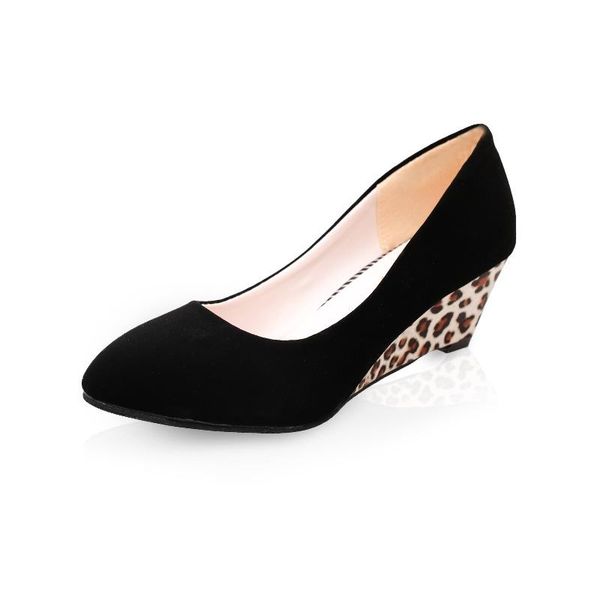 

2020 осень обувь мода клина женская обувь средний каблук случайный модный корена-каблук леопардовый работа lss, Black