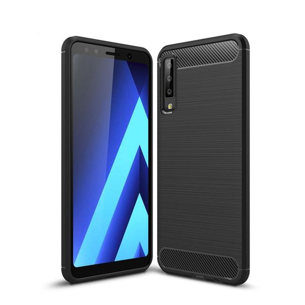 

for galaxy a7 a750 brushed carbon fiber texture tpu shockproof anti-slip soft protective back cover case