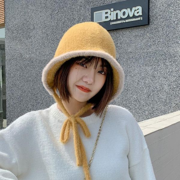 

spring autumn women panama knitting hat outdoor vacation thickened soft warm fishing cap bucket hat for women present, Blue;gray
