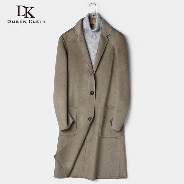 

men wool coat winter woolen jackets casual warm coat 2019 new long 88061, Black