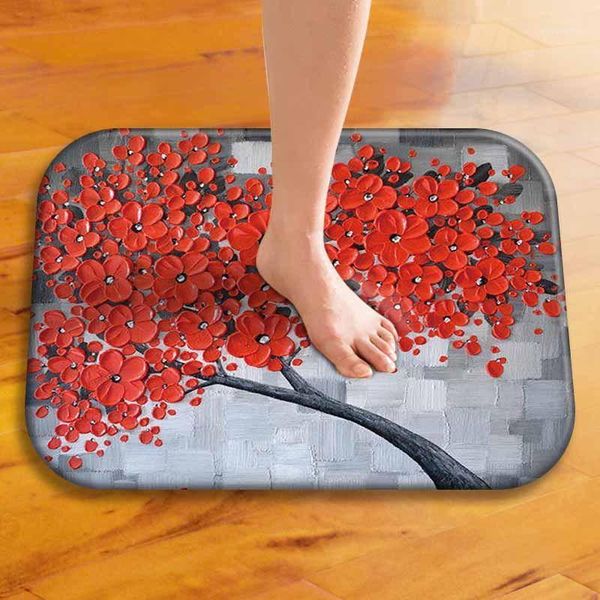 

coral red flannel non-slip mat can diy custom made picture logo home kitchen bathroom carpet decoration clean doormat e06131