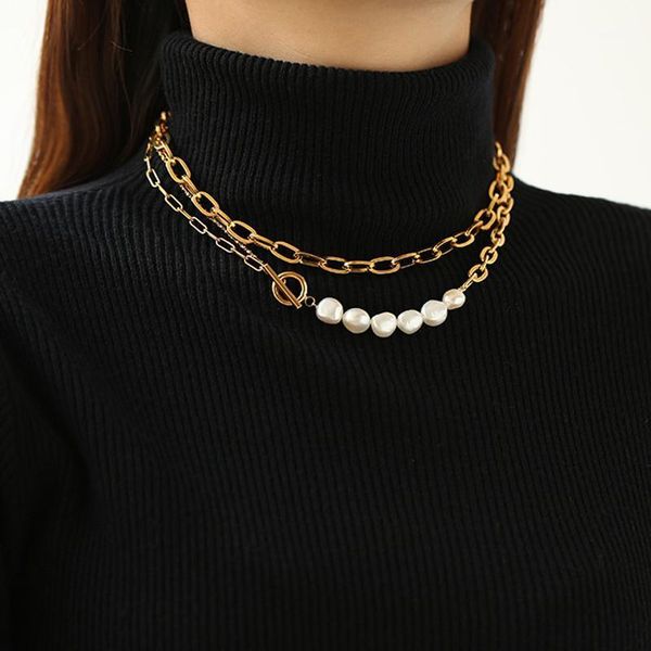 

chains 2021 100% natural freshwater pearl clavicle necklace 14kgf chain pearls jewelry 41.5cm1, Silver
