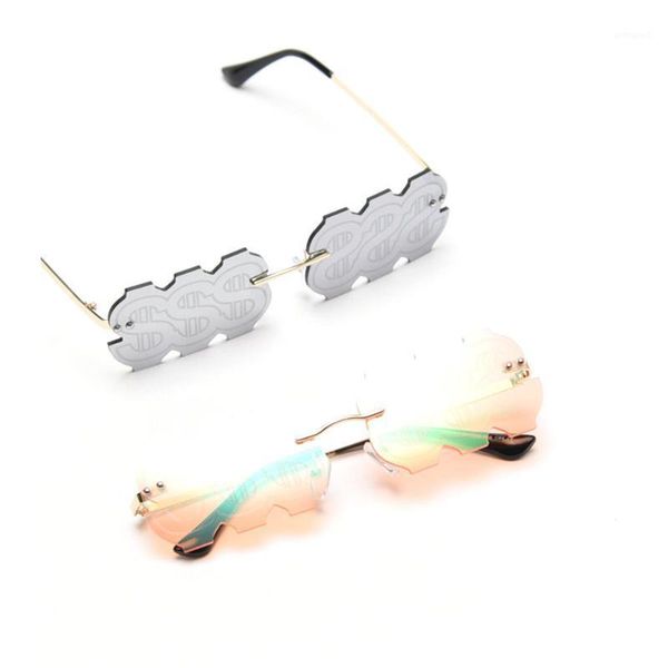

sunglasses fashion rimless brown women 2021 trendy small rectangle sun glasses uv400 gold shades for men fml1, White;black